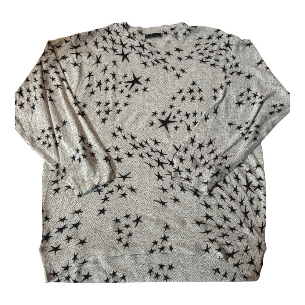 Nally Millie Sweater Womens One Size Gray With Stars Lightweight‎ Artsy Made USA